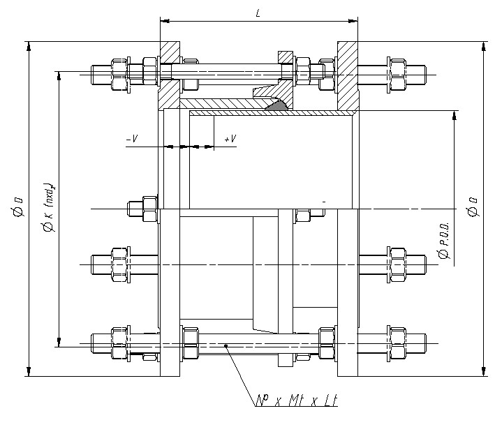 Фланцевые соединения для регулировки длины трубопровода. Условный диаметр соединяемых труб от 50 до 1600 мм